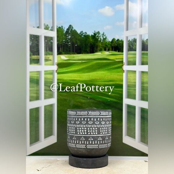 Sebastian Gray/White Concrete Planter Pot with Saucer Attached - Picture 5 of 9